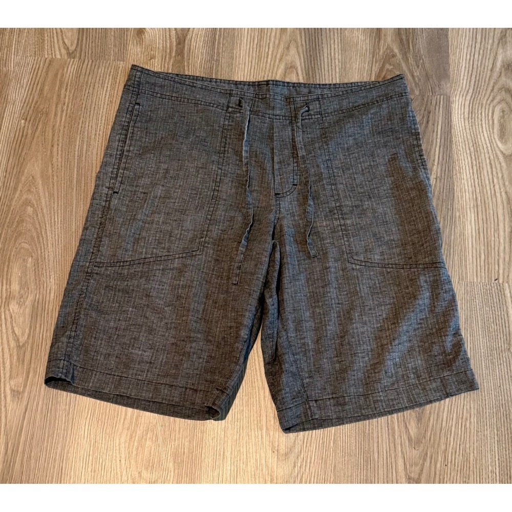 Prana Sutra Shorts Mens Medium Charcoal Gray Hemp Blend Yoga Hiking Lightweight